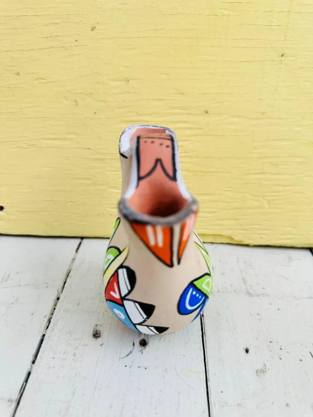 Vintage 60s Hand-Painted Jemez Pueblo pottery wedding vase, geometric designs - Picture 6 of 11